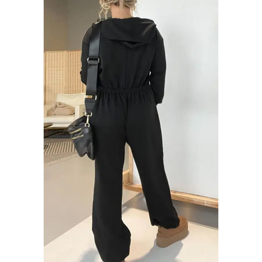 Full Size Drawstring Long Sleeve Jumpsuit Apparel and Accessories