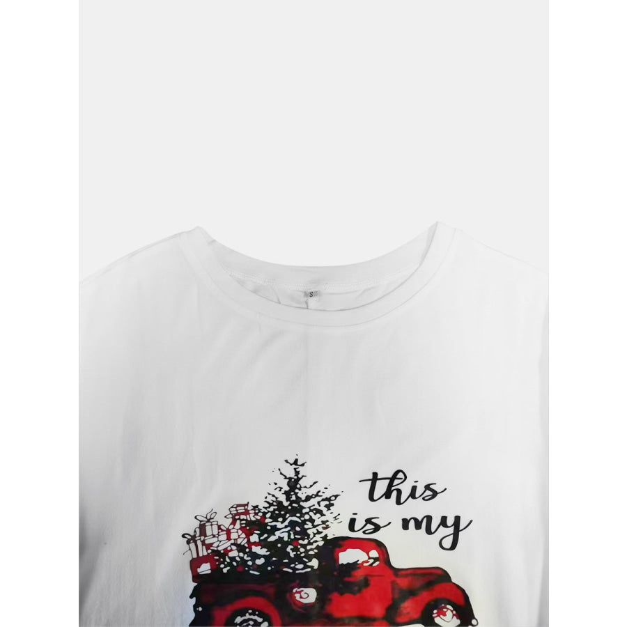 Full Size Graphic Two-Tone Round Neck Long Sleeve T-Shirt Apparel and Accessories