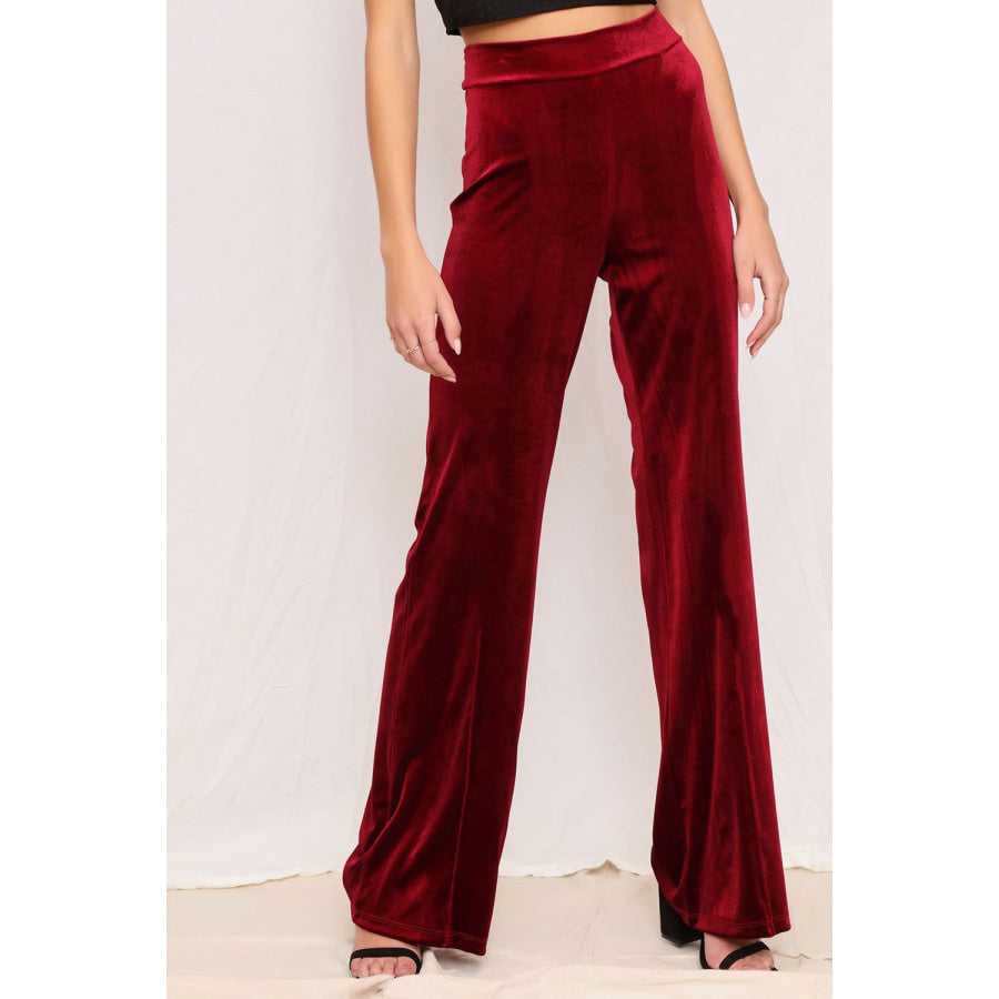 Full Size High Waist Pants Burgundy / S Apparel and Accessories
