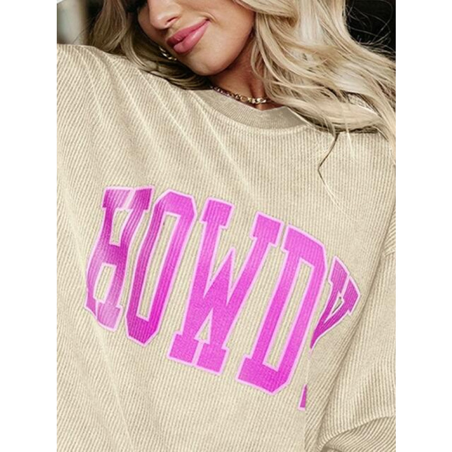 Full Size HOWDY Graphic Round Neck Sweatshirt Clothing