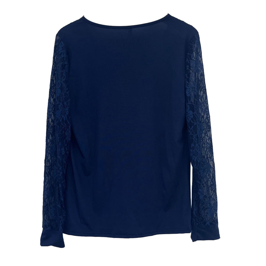 Full Size Lace Detail V-Neck Long Sleeve Blouse Apparel and Accessories