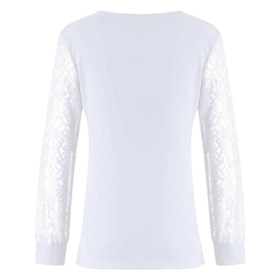 Full Size Lace Detail V-Neck Long Sleeve Blouse Apparel and Accessories