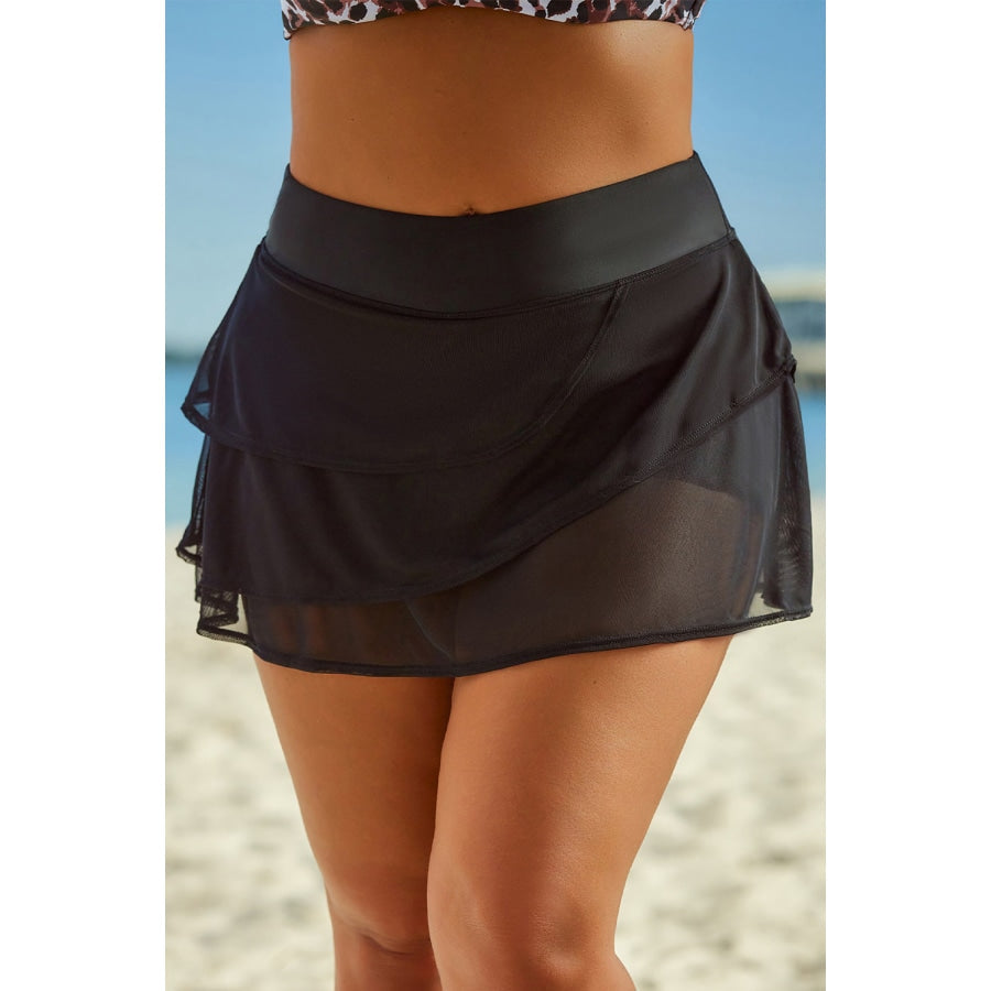 Full Size Layered Swim Skirt Black / S