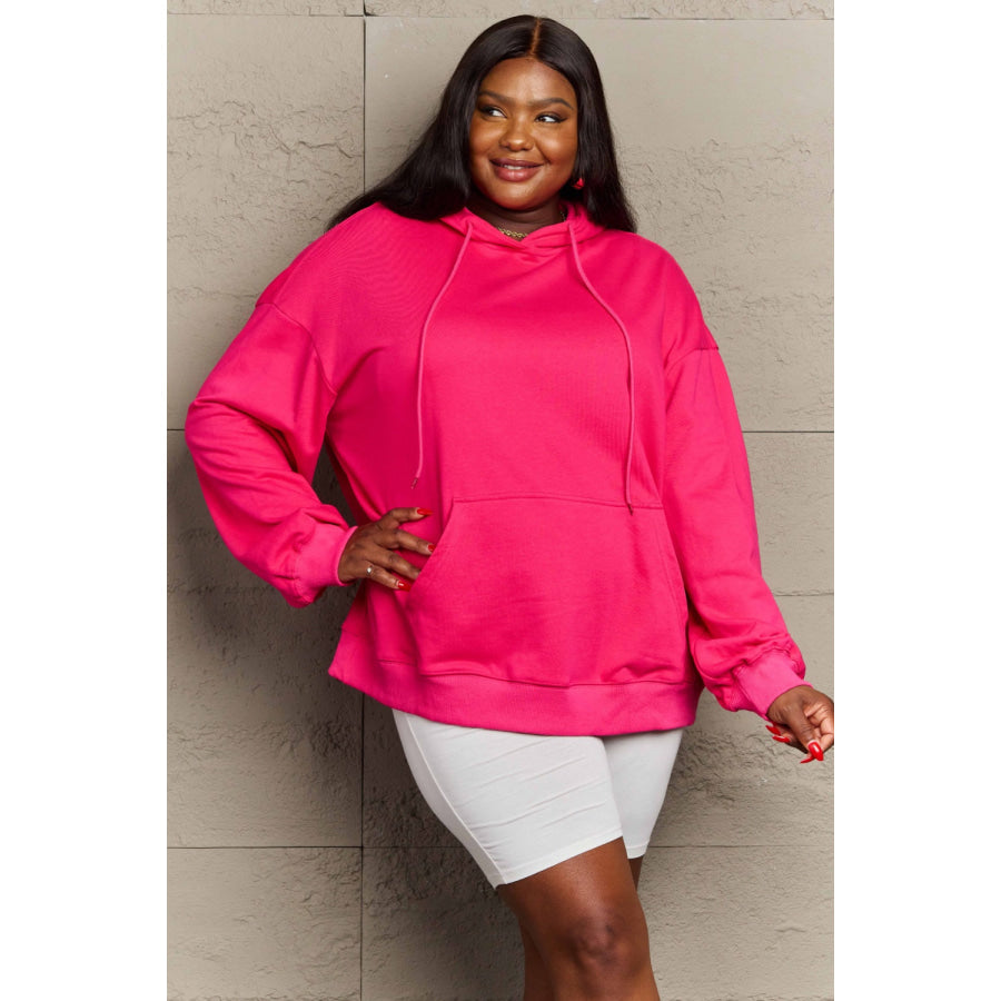 Full Size Long Sleeve Dropped Shoulder Hoodie Apparel and Accessories