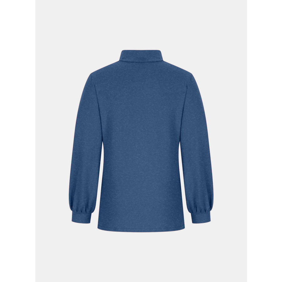 Full Size Mock Neck Long Sleeve T-Shirt Apparel and Accessories