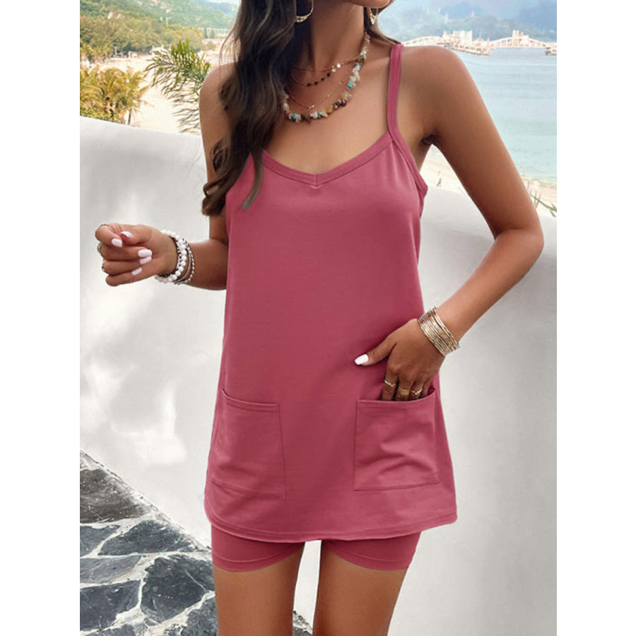 Full Size Pocketed Cami and Shorts Set Apparel and Accessories