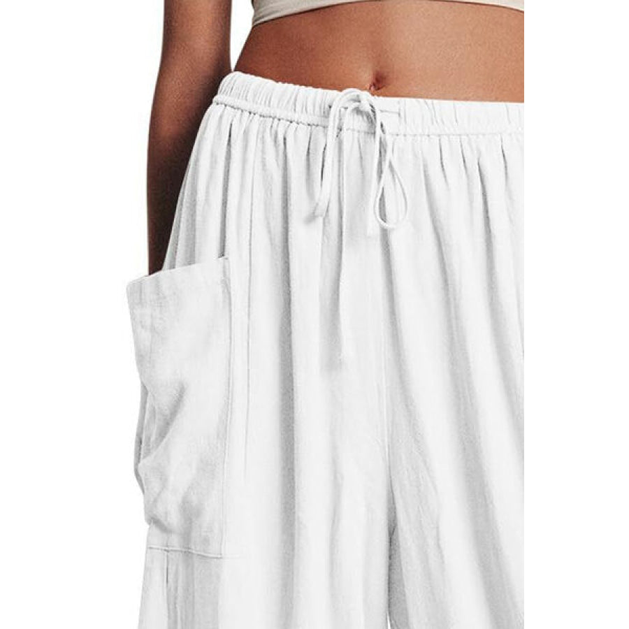 Full Size Pocketed Drawstring Wide Leg Pants Apparel and Accessories