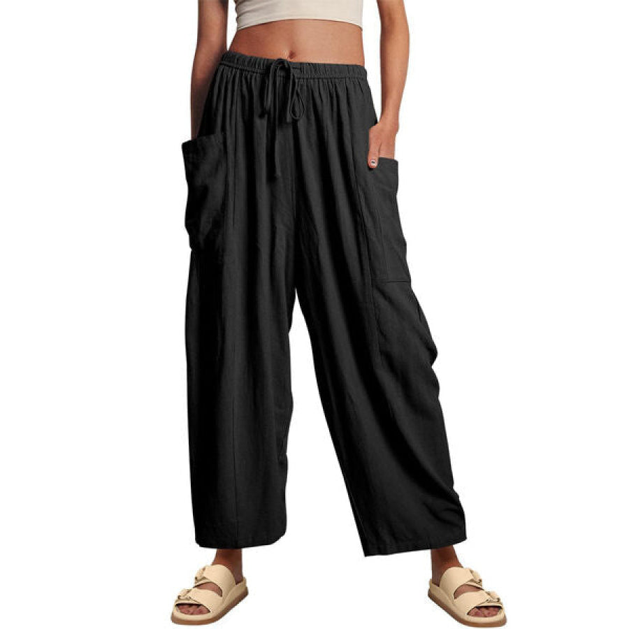Full Size Pocketed Drawstring Wide Leg Pants Apparel and Accessories