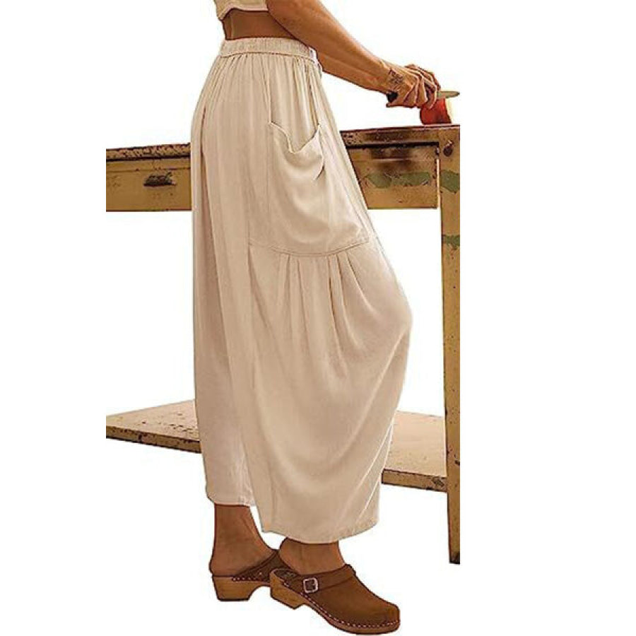 Full Size Pocketed Drawstring Wide Leg Pants Apparel and Accessories