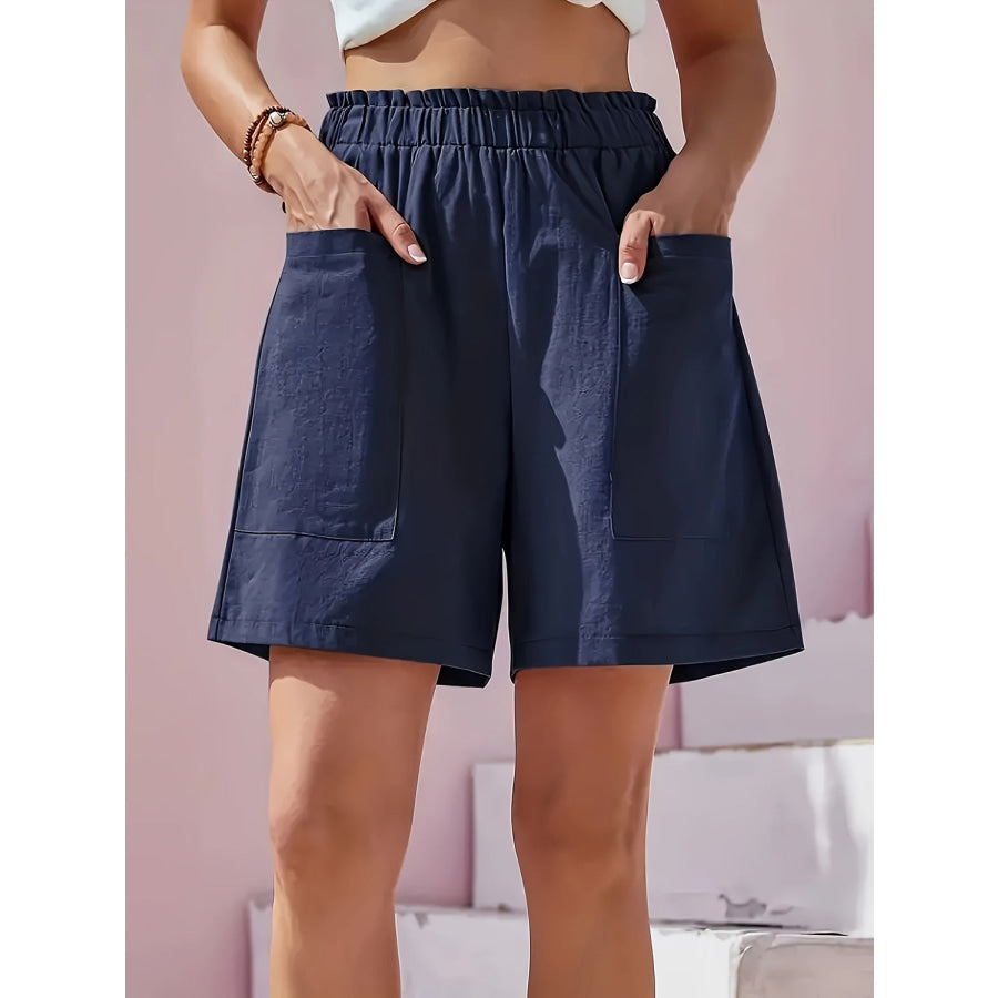 Full Size Pocketed Elastic Waist Shorts Apparel and Accessories