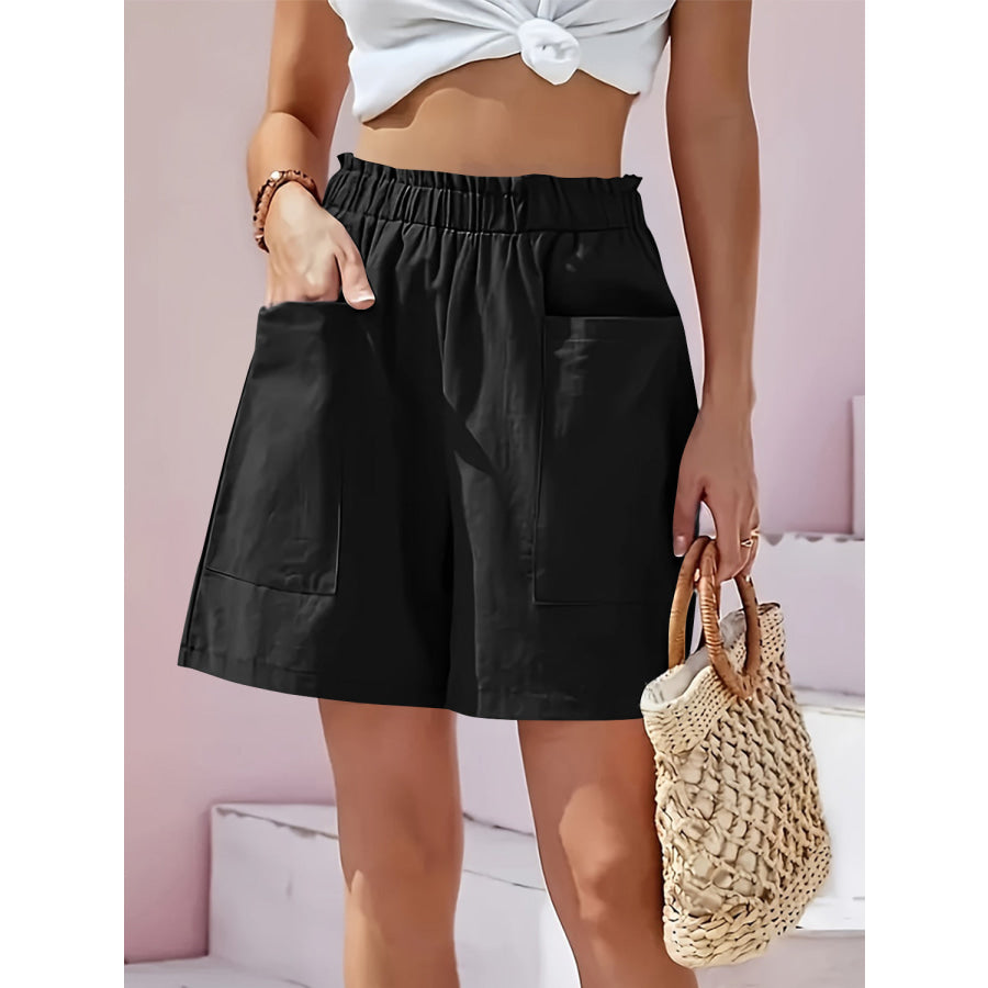 Full Size Pocketed Elastic Waist Shorts Apparel and Accessories