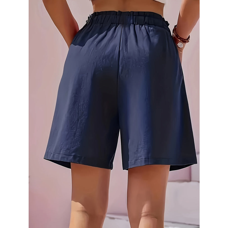 Full Size Pocketed Elastic Waist Shorts Apparel and Accessories