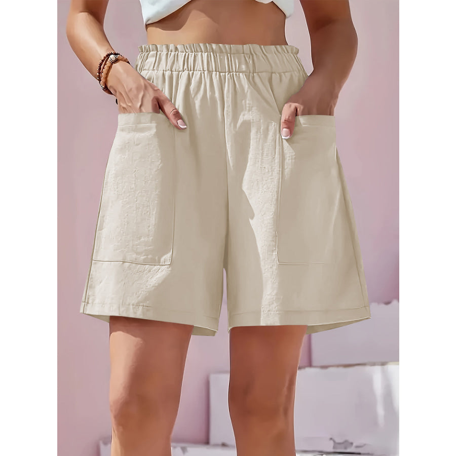 Full Size Pocketed Elastic Waist Shorts Apparel and Accessories