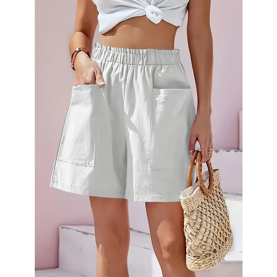 Full Size Pocketed Elastic Waist Shorts Apparel and Accessories