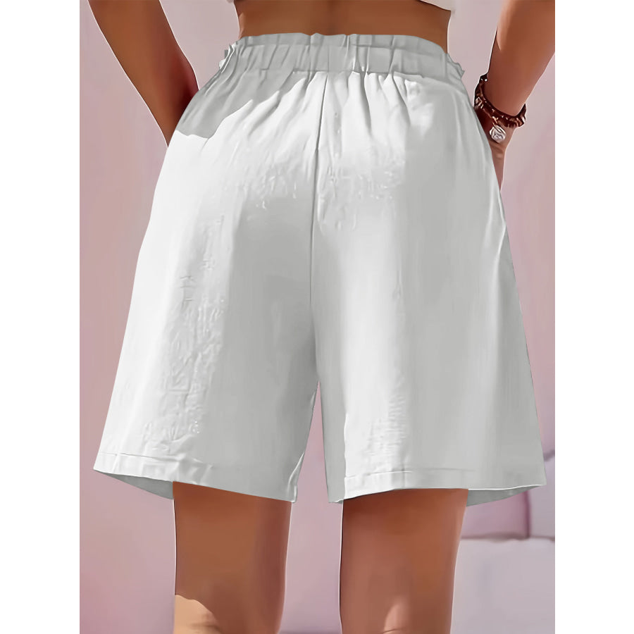 Full Size Pocketed Elastic Waist Shorts Apparel and Accessories