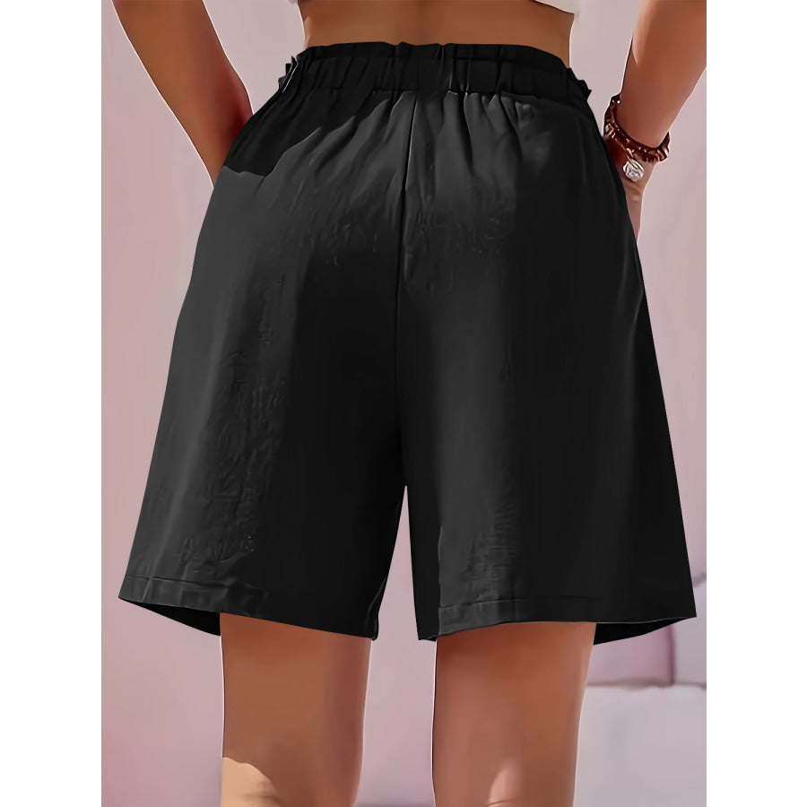 Full Size Pocketed Elastic Waist Shorts Apparel and Accessories