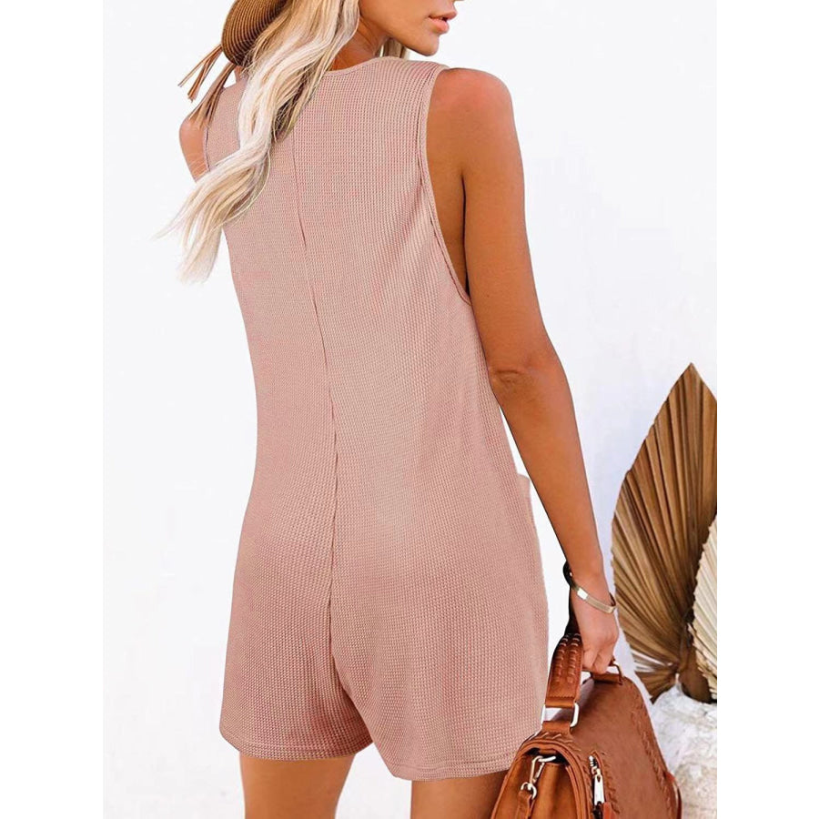 Full Size Pocketed Scoop Neck Sleeveless Romper Apparel and Accessories