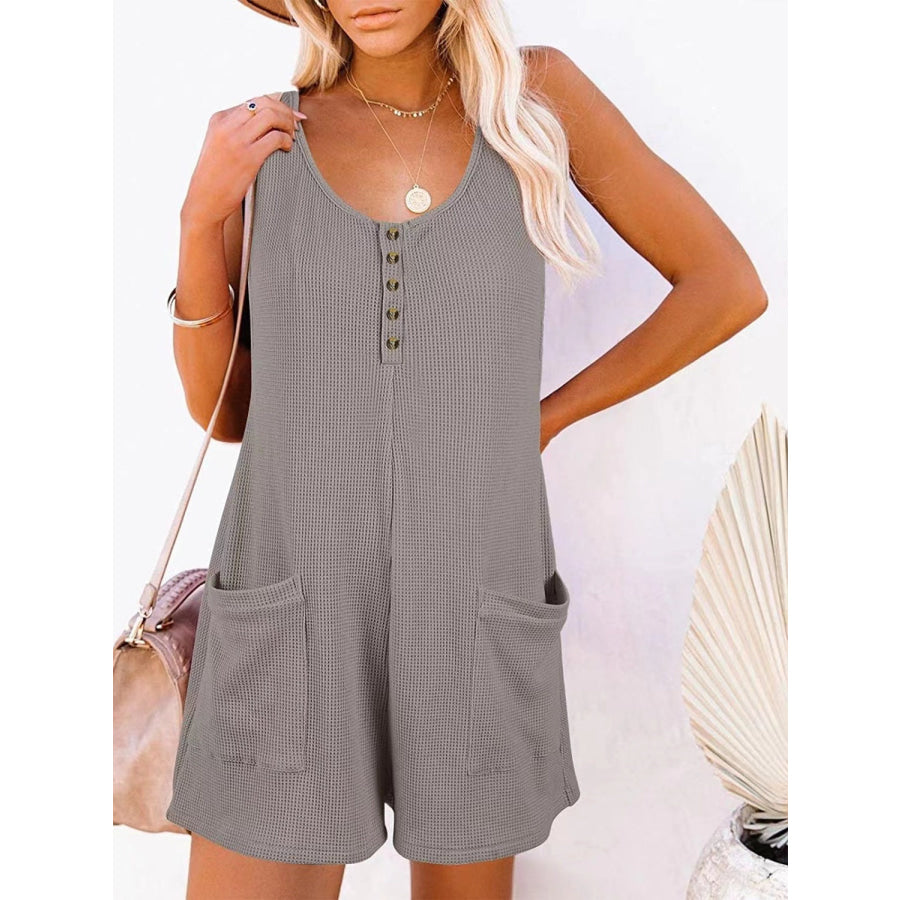 Full Size Pocketed Scoop Neck Sleeveless Romper Apparel and Accessories