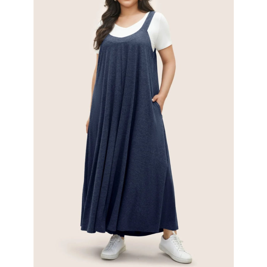 Full Size Pocketed Wide Leg Overalls Navy / S Apparel and Accessories