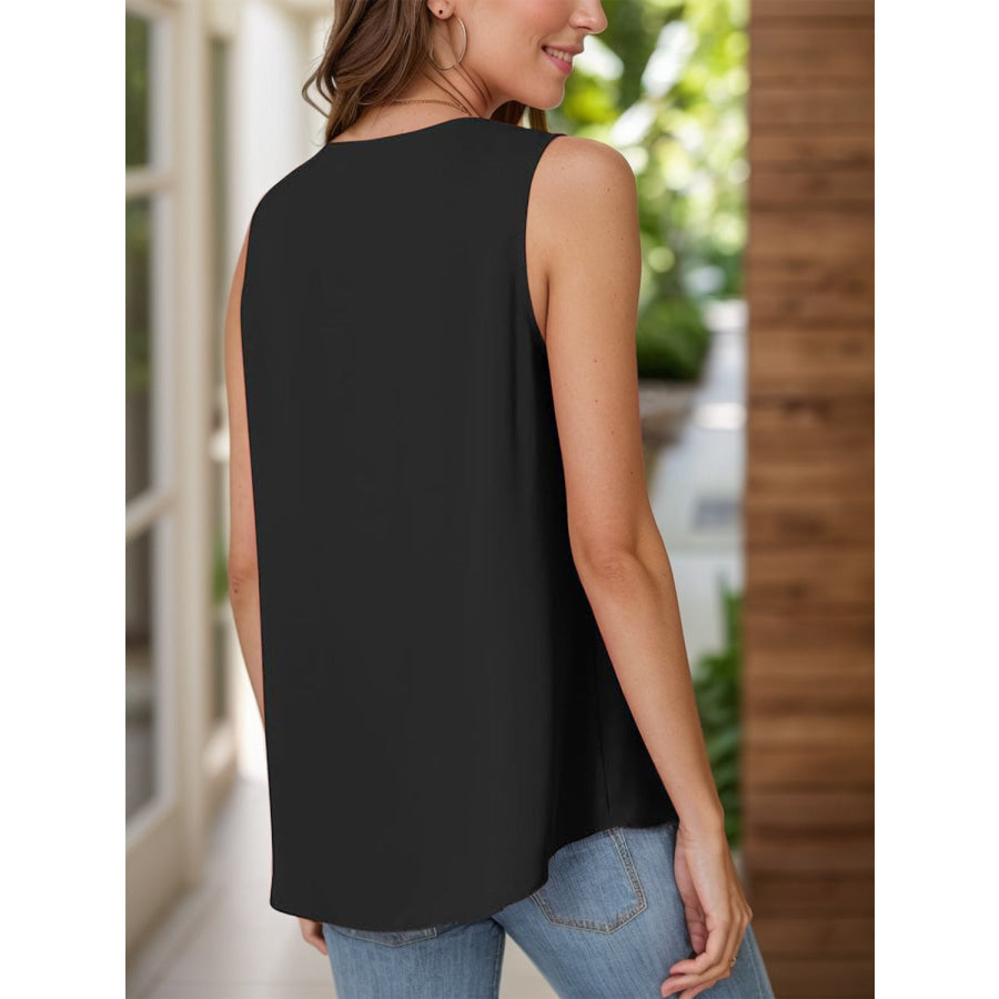 Full Size Ruched V-Neck Tank Apparel and Accessories