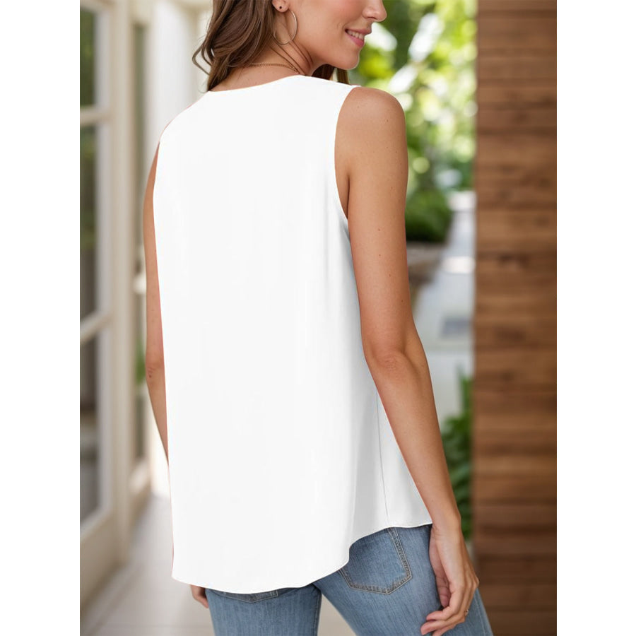 Full Size Ruched V-Neck Tank Apparel and Accessories