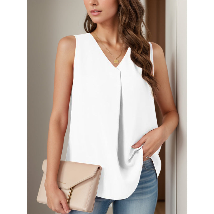 Full Size Ruched V-Neck Tank Apparel and Accessories