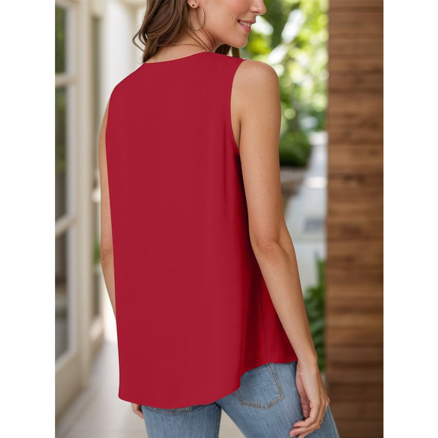 Full Size Ruched V-Neck Tank Apparel and Accessories