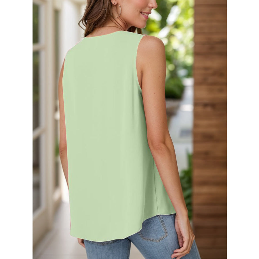Full Size Ruched V-Neck Tank Apparel and Accessories