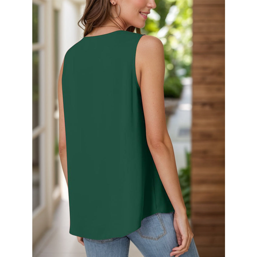 Full Size Ruched V-Neck Tank Apparel and Accessories