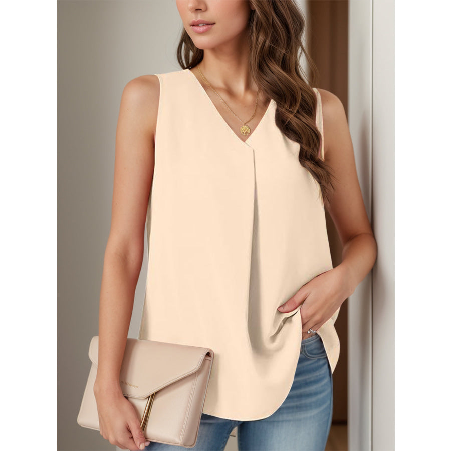 Full Size Ruched V-Neck Tank Apparel and Accessories