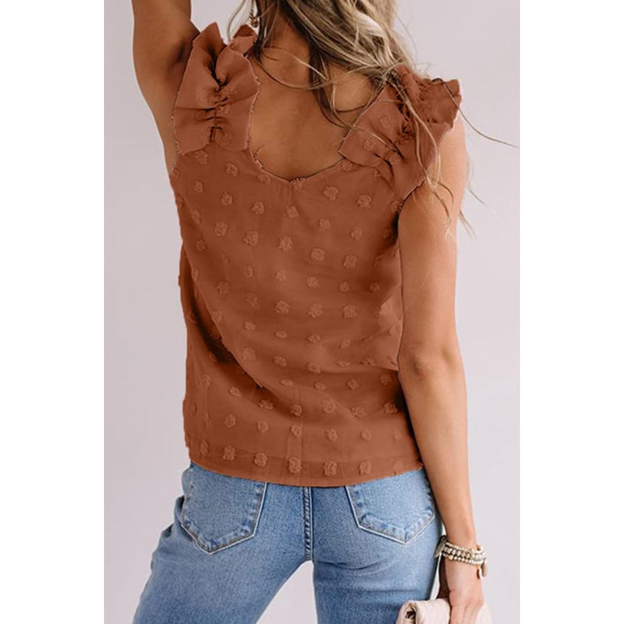 Full Size Swiss Dot V-Neck Tank Apparel and Accessories