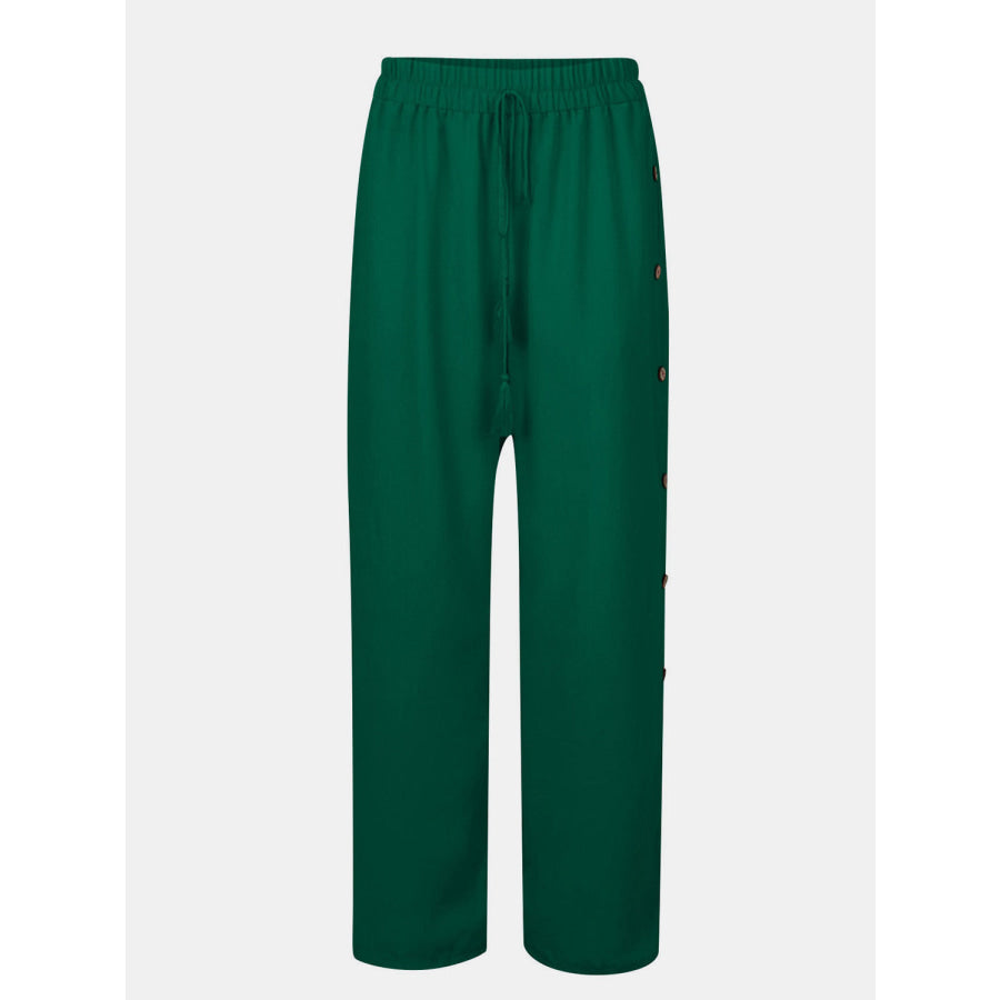 Full Size Tassel Wide Leg Pants Green / S Apparel and Accessories