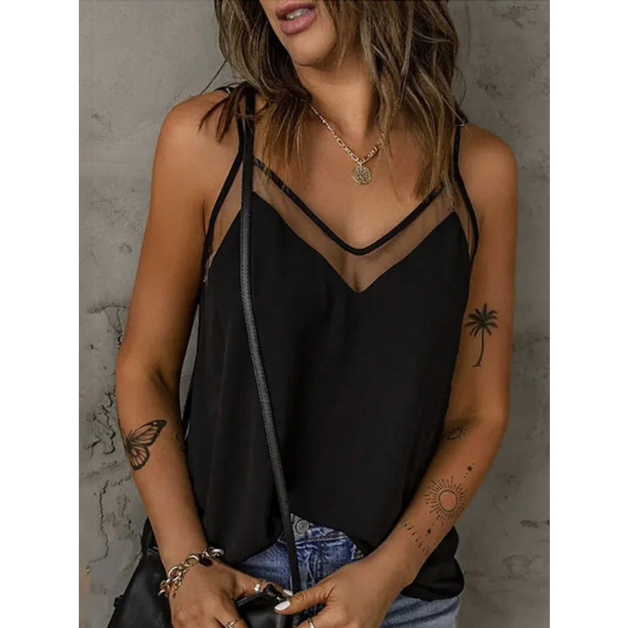 Full Size V - Neck Spaghetti Strap Cami Black / S Apparel and Accessories