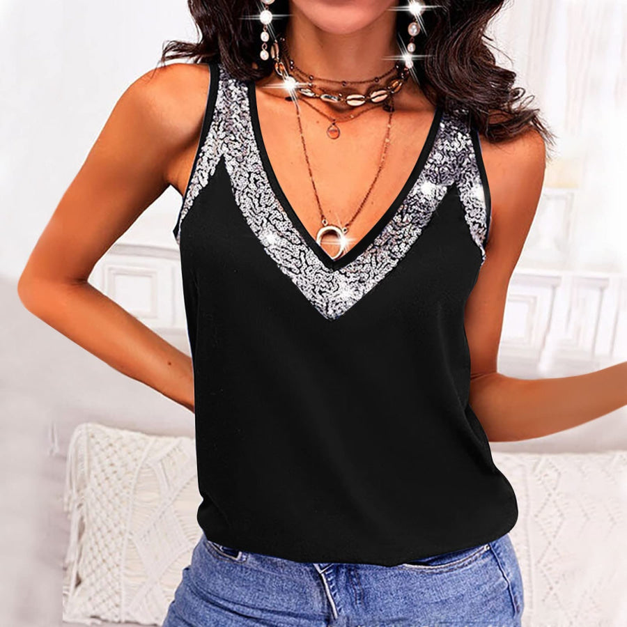 Full Size V-Neck Wide Strap Tank Black / S Apparel and Accessories