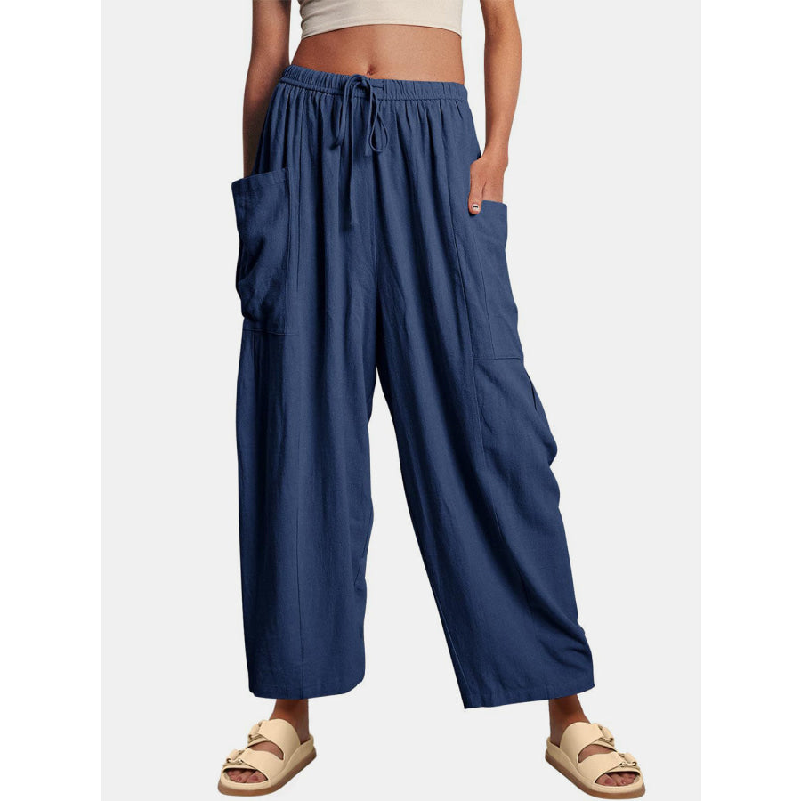 Full Size Wide Leg Pants with Pockets Navy / S Apparel and Accessories