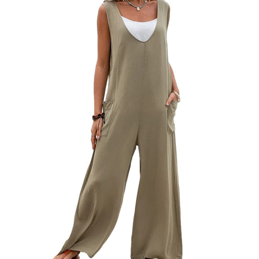 Full Size Wide Strap Jumpsuit with Pockets Apparel and Accessories