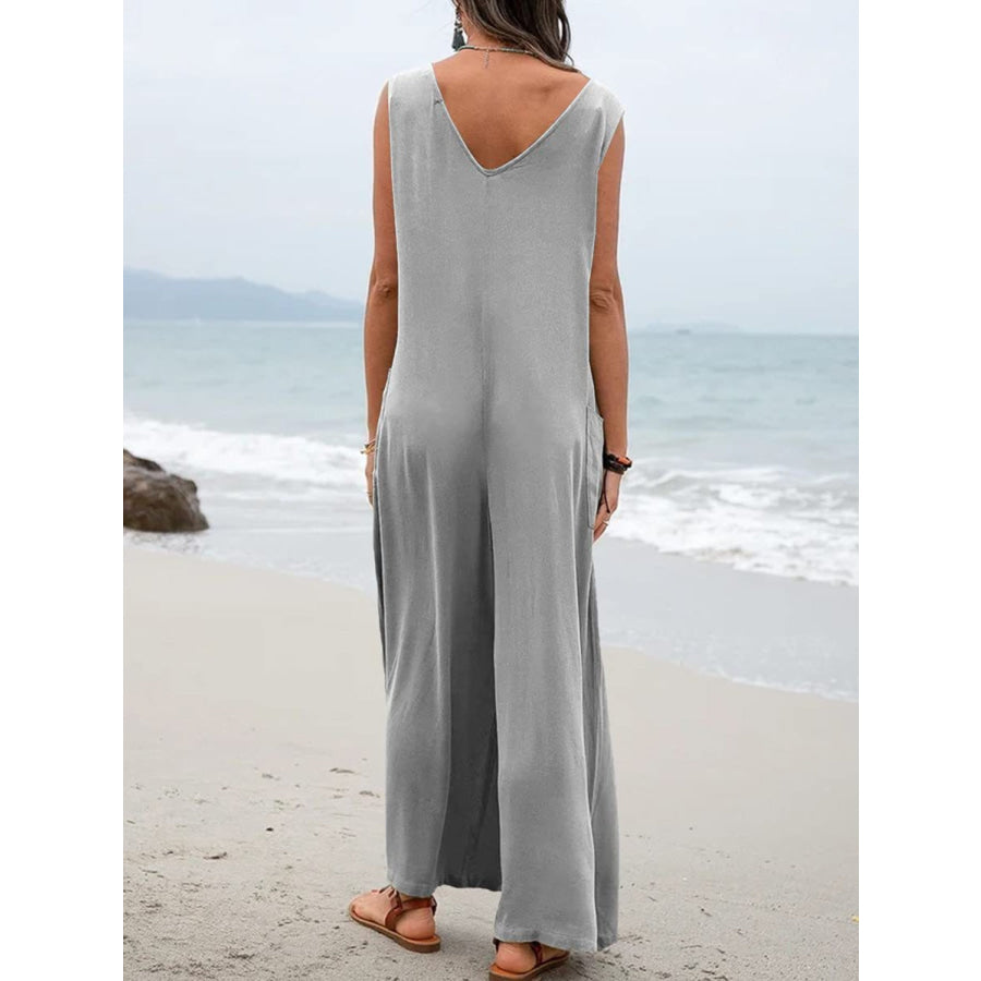 Full Size Wide Strap Jumpsuit with Pockets Heather Gray / S Apparel and Accessories