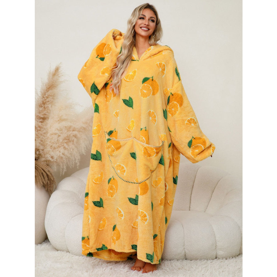 Fuzzy Pocketed Long Sleeve Hooded Lounge Dress Apparel and Accessories