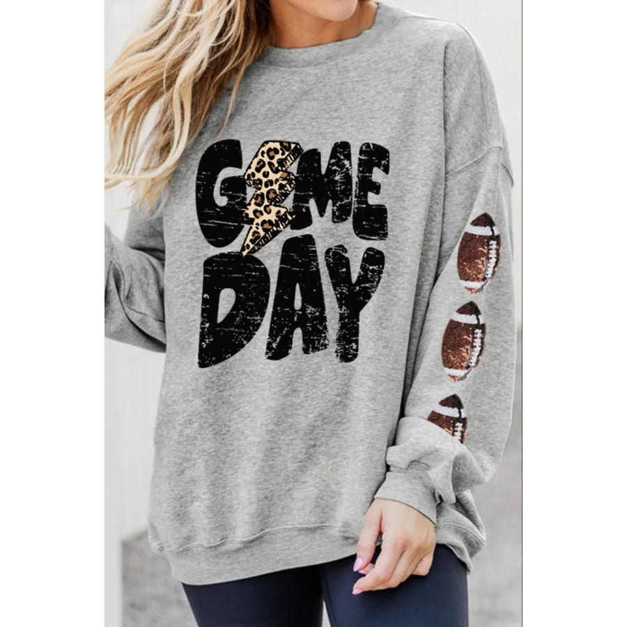 GAME DAY Football Long Sleeve Sweatshirt Gray / S Apparel and Accessories