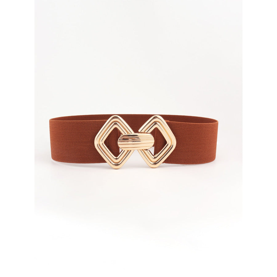 Geometric Buckle Elastic Wide Belt Chestnut / One Size
