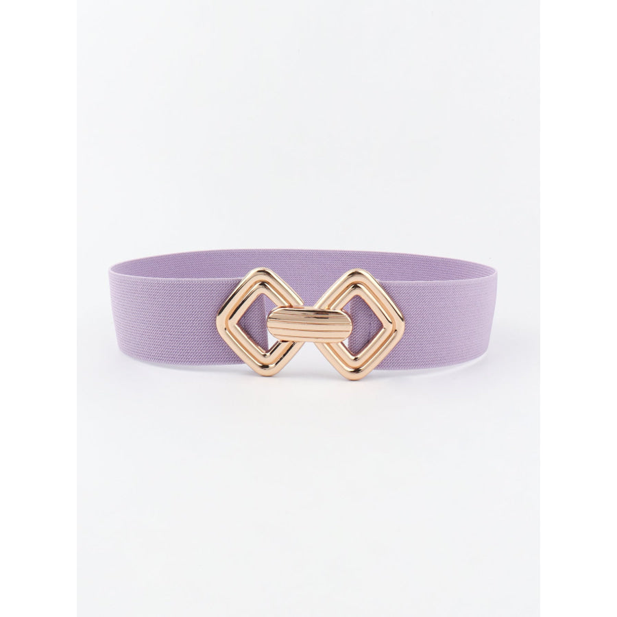 Geometric Buckle Elastic Wide Belt Lavender / One Size