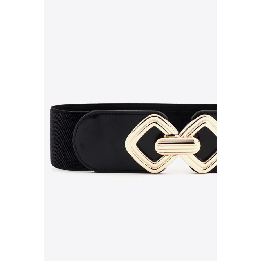 Geometric Buckle Elastic Wide Belt