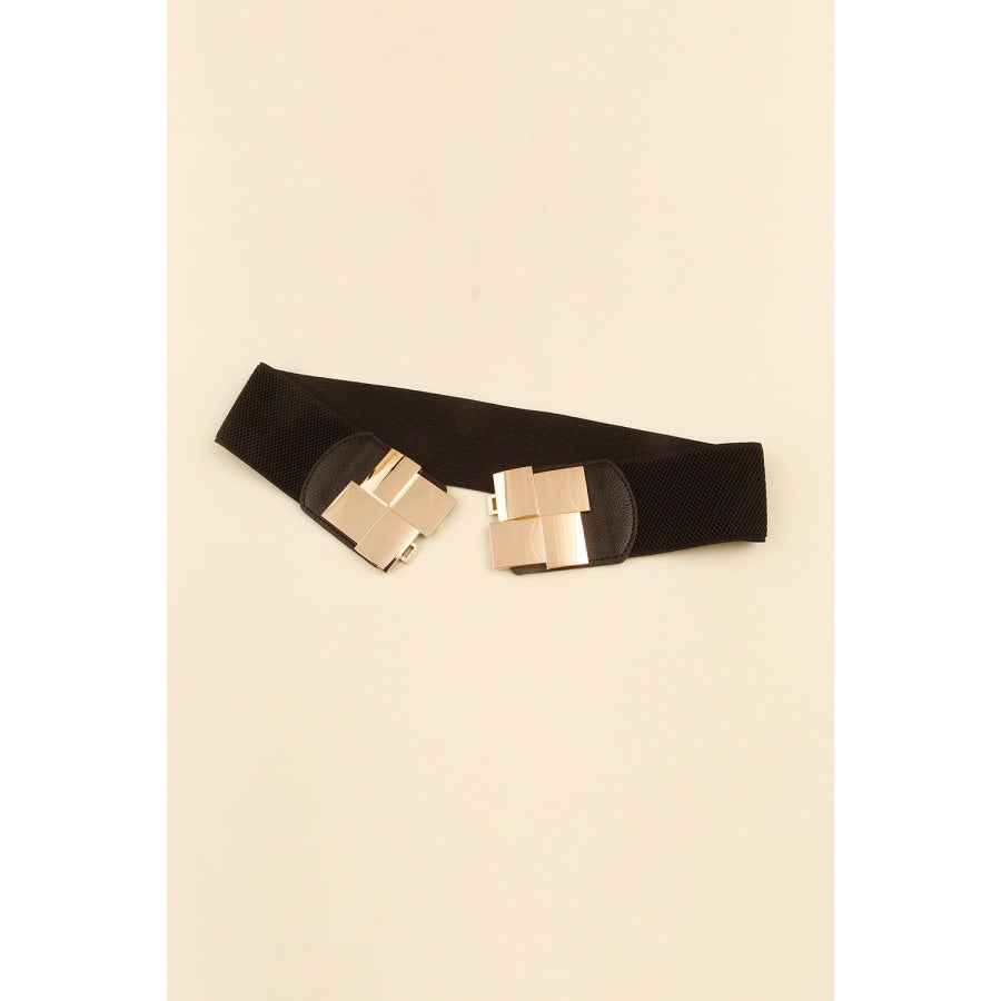 Geometric Buckle Elastic Wide Belt