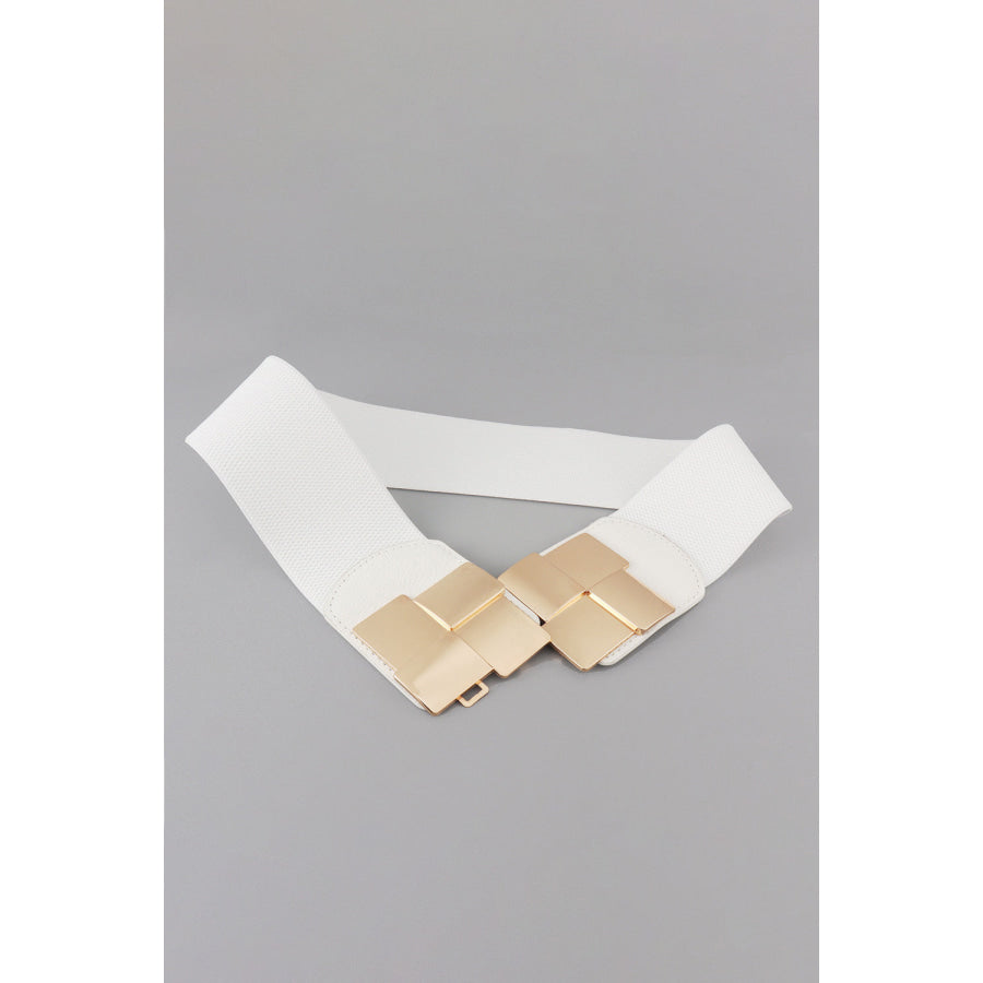 Geometric Buckle Elastic Wide Belt