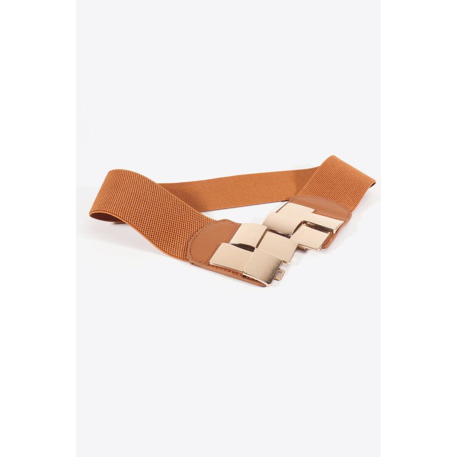Geometric Buckle Elastic Wide Belt