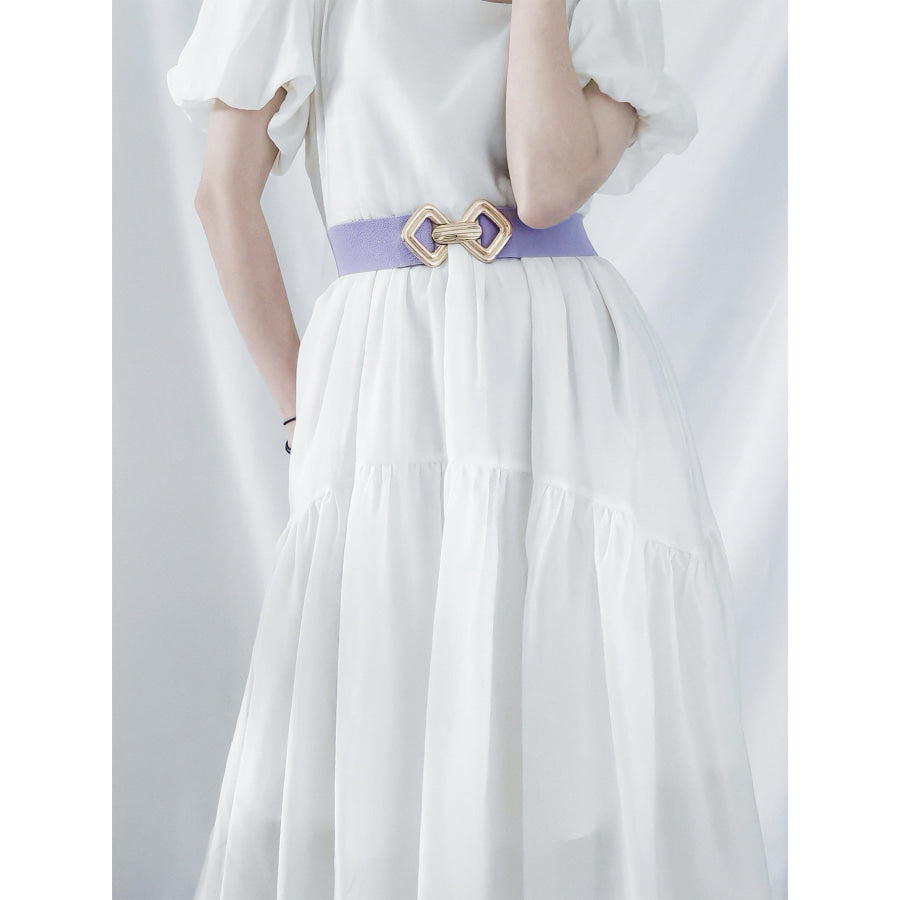 Geometric Buckle Elastic Wide Belt