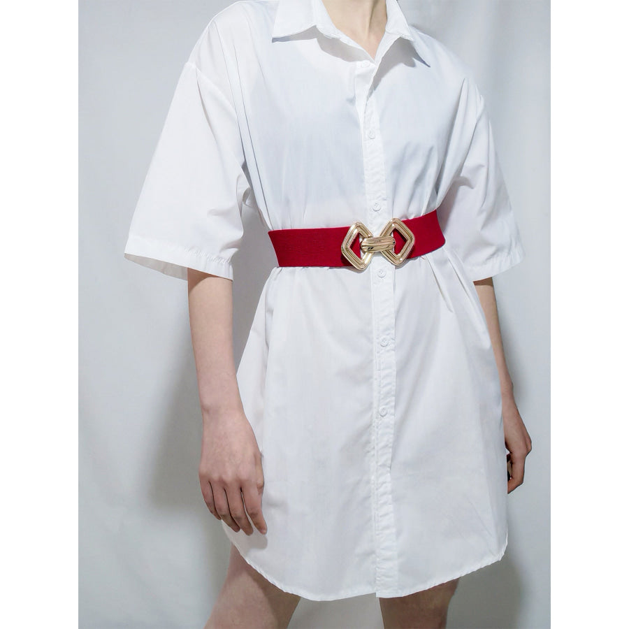 Geometric Buckle Elastic Wide Belt