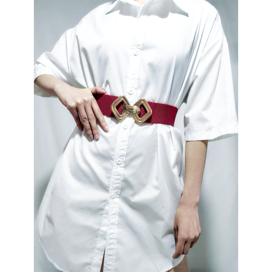 Geometric Buckle Elastic Wide Belt