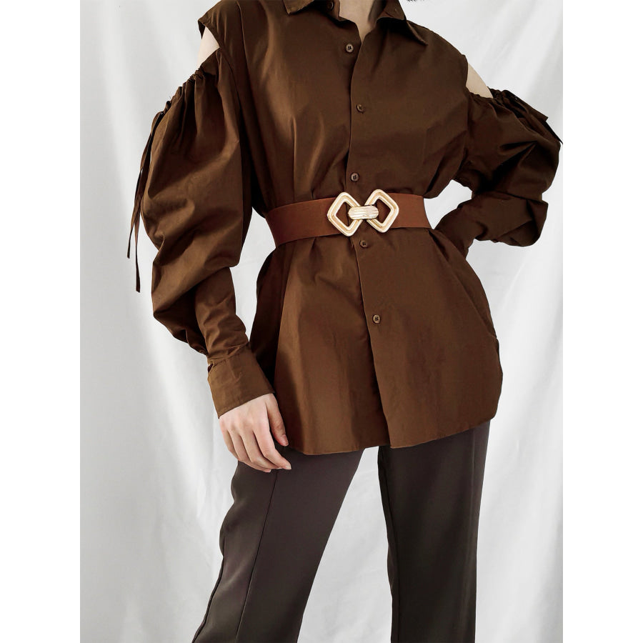 Geometric Buckle Elastic Wide Belt