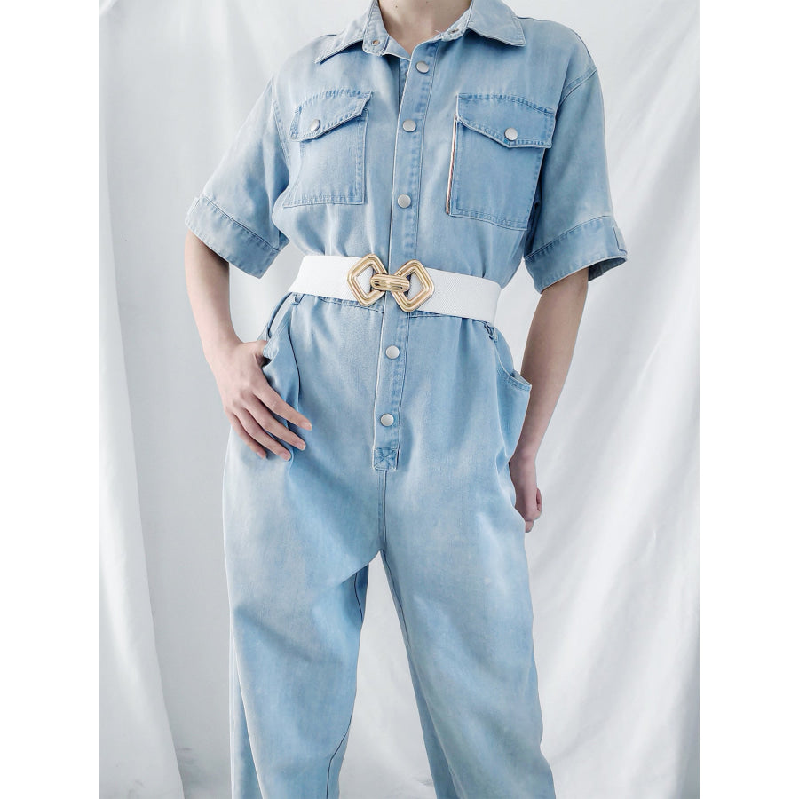 Geometric Buckle Elastic Wide Belt